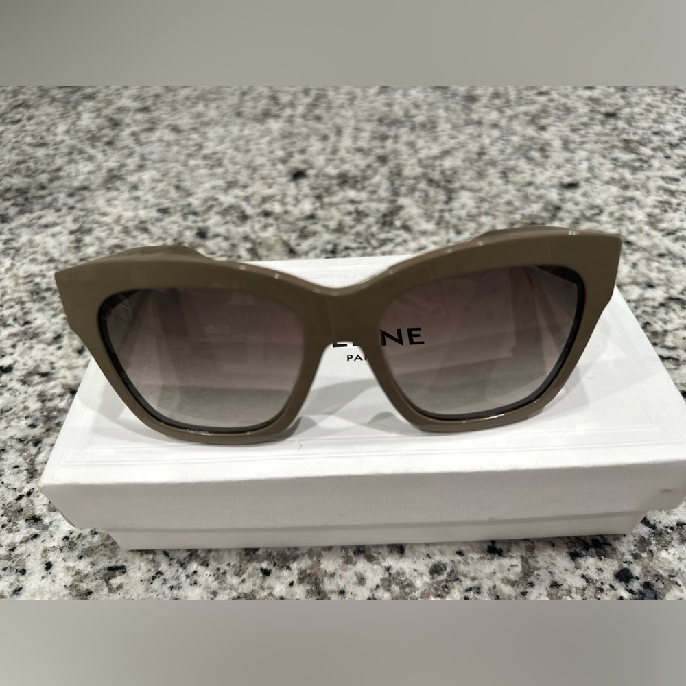 CELINE TRIOMPE ACETATE SQUARE SUNGLASSES BEIGE GRADIENT BROWN